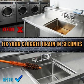 FlexiSnake Pro Drain Weasel Sink Snake Hair Clog Remover Tool, Sink, Pipe, Bathroom, Bathtub Drain Cleaner, 18-inch Long, Flexible, Made in The USA, 10 Pack Reusable Wands and Removable Handle