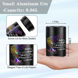 SOITIS Small Urn for Human Ashes Keepsake 2.6 inch Aluminum Urn for Ashes, Keepsake Mini Urn for Human Ashes Memorial Funeral Urn - Black Sharing Urn for Women Men