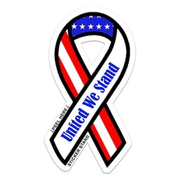 United We Stand -Support Our Troops Ribbon - USA Flag - Window Bumper Locker Sticker