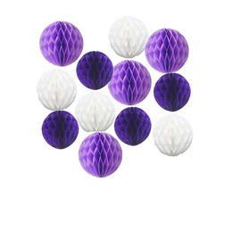 12pcs Party Honeycomb Balls Decorations 3'' 6'' 8'' Honeycomb Flower Tissue Pom Poms Flower Balls Hanging Flower Balls for Baby Shower Birthday Wedding Nursery Decor(3'' 6'' 8''Purple kit)