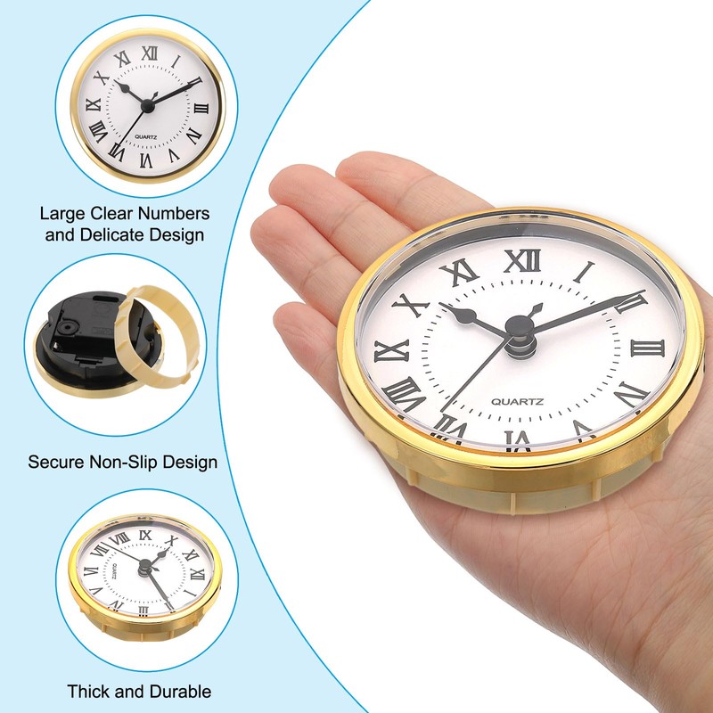 PATIKIL 3.5" 90mm Quartz Clock Insert, Round Quartz Movement Miniature