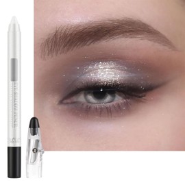 Shimmer White Eyeshadow Stick, Metallic Pearl Eye Shadow Pencil, Silvery Color Creamy Eyeshadows Crayon, Pearlescent Highlight Brightener Eyeliner Pen, Smooth for Eyes Makeup