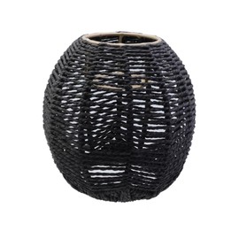 Wealrit Woven Rattan Pendant Lamp Shade Chandelier Lampshade 5.9" x 5.5" Light Fixture Shade for Home Decoration(Black)