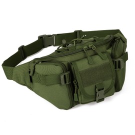 Huntvp Bumbag Mens Women Tactical Waist Bag Military Waist Pack Molle Bum Bag Belt Pack for Outdoors Walking Running Hiking Camping Climbing Trekking Hunting (Army Green)