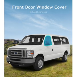 VANNCAMP Extra-Thick Front Door Window Covers(Pair) for Ford Econoline, Magnetic Insulated Blackout Window Sunshade, Foldable Design, AllSeasonGuard Pro