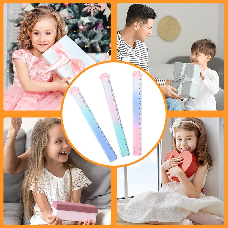 VURYAPI Pack of 3 Plastic Ruler, 15 cm Ruler Measuring