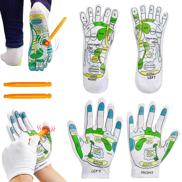 Proxima Direct 4PCS Acupressure Reflexology Socks and Gloves Tool Set