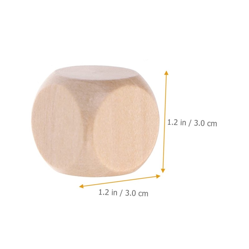 NUOBESTY 20pcs Unfinished Wooden Dice Blocks Blank Craft Cubes for