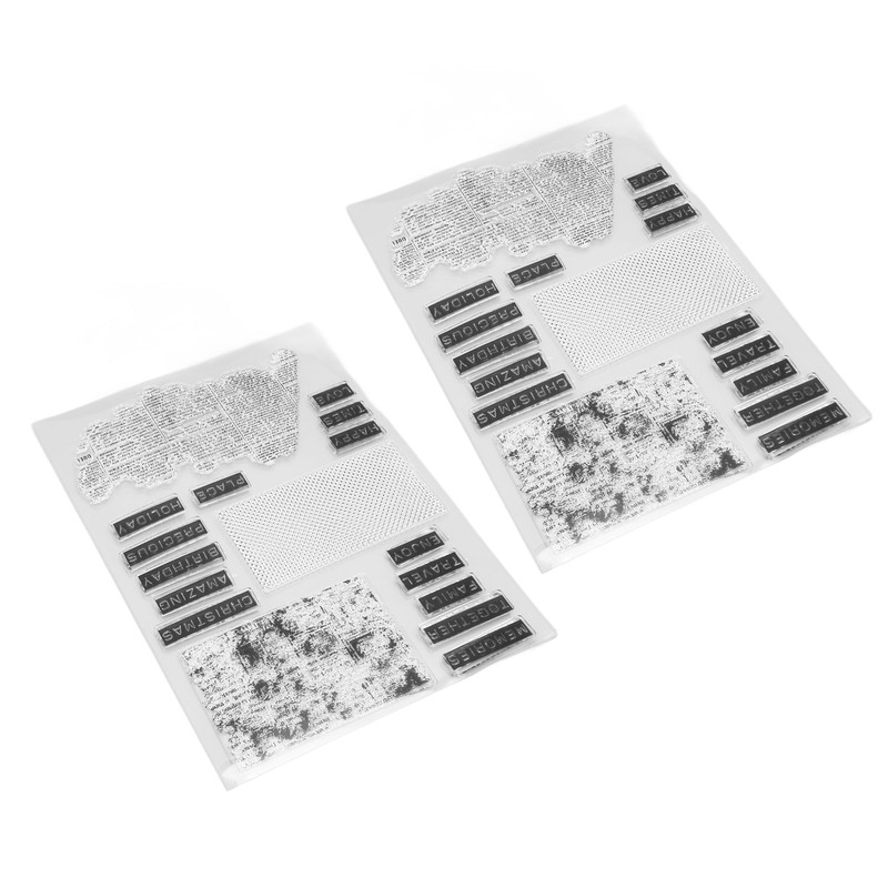 2Pcs Clear Stamp English Words Pattern Clear Safe Reusable TPR