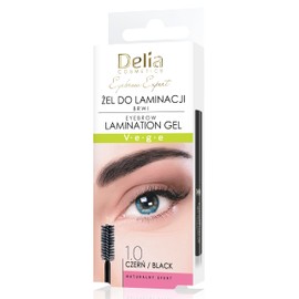Delia Cosmetics – Eyebrow Expert – Eyebrow Lamination Gel – Black – Vegan Formula – Brow Shape Fixation – Color Enhancement – Biotin, Peptides, Glycerin – 4ml