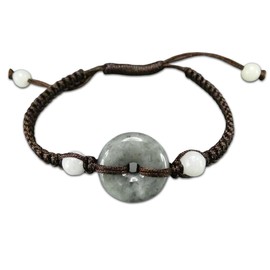 Ishigai AAA Jade, Genuine Jade, Round, Darker, Natural Stone, Hand-woven Bracelet, Women's Size, Stone, Jade
