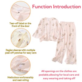 KUMUROETA Women's Disability Clothing,Tearable Patient Clothing,Post-Operative Recovery Sleepwear,Adaptive Full-Open Post-Operative Pants for Paralyzed Bedridden Patients,Fracture Care,Home