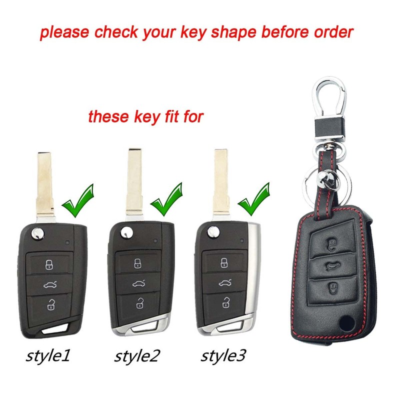 BIGJIYU Genuine Leather３Buttons Car Accessories For VW Key Cover With