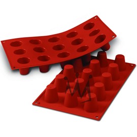 Silikomart Professional Silicone Bakeware: Dariole (Baba) 1 Oz, 1.38" Dia x 1.5" High, 15 Cavities