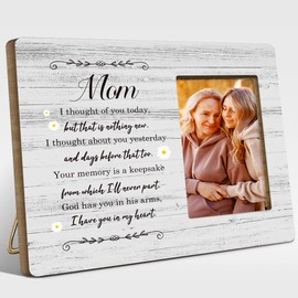 EWDMOUK Memory Gifts for Loss of Mother,Condolences Gifts,Memorial Gifts for Loss of Mom,Sympathy Gifts for Loss of Loved One,I Thought of You Today Mom Wood Picture Frame