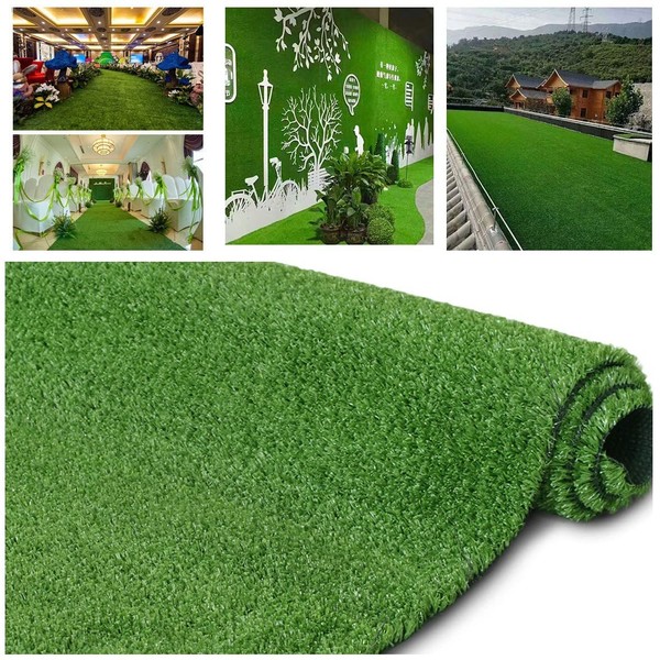 Petgrow Artificial Grass Turf Lawn 6FTX10FT,Economy Indoor Outdoor Synthetic Grass Mat 0.4inch Pile Height, Backyard Patio Garden Balcony Rug, Rubber Backing/Drainage Holes,Customized Sizes
