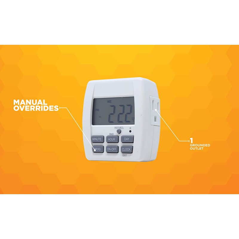 Woods 59889WD Indoor 7-Day Plug-In Digital Timer; White