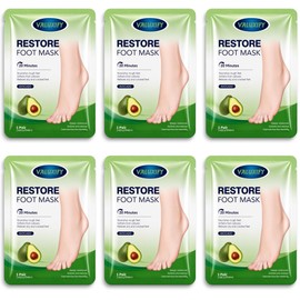 6 Hydrating Foot Mask Socks for Dry Cracked Feet, Restoring & Moisturising Socks with Avocado, Milk Niacinamide, Feet Masks for Women & Men Foot Care Cracked Heel Repair (6X Avocado)