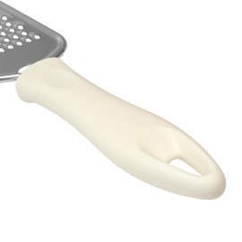 Grattugia Formaggio in Acciaio Inox 26,5 × 6 cm – Lama a fori medi, manico PP color avorio antiscivolo con foro per appendere, ideale per parmigiano, agrumi e verdure