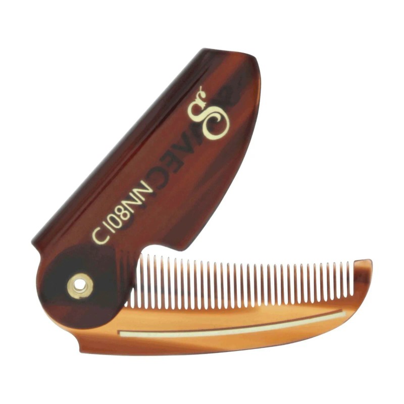 Suavecito Deluxe Folding Mustache Comb - Amber