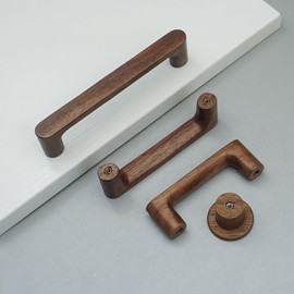 MFYS 6 Pack Walnut Wood Drawer Pulls Handes Rustic Cabinet Pulls Handles Wood Dresser Knob Kitchen Furniture Hardware (6, 4" Hole to Hole)