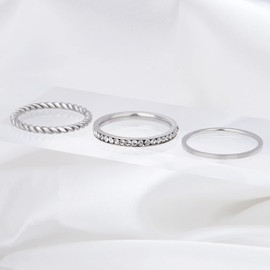 Joacii 18K Gold Plated Rings Stackable Rings for Women Twisted Rope Rings Layering Band Comfort Fit Size 6 to 10, Circle Zircon, Zircon gemstone.