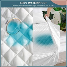 Family Bedding Single Bed Quilted Fitted Mattress Pad - Waterproof Mattress Cover - Mattress Topper - Mattress Protector Extra Deep - (Single Bed, 90x190 cm).
