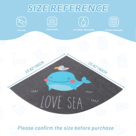 BWBIKE Loofah Corner Shower Mat Non-Slip Anti Mould Bath Mat 60 x 60 cm, Shower Mats for Indoor Outdoor Shower Quadrant Bath Mats with Drain Washable Sector Bath Mat for Bathroom Floor