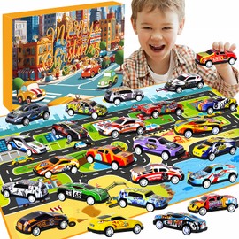 ZTBBW Advent Calendar 2024 Cars, Christmas Countdown Calendar for Boys, 24 Pieces Xmas Pull-Back Race Cars for Children Stocking Stuffers Party Favours