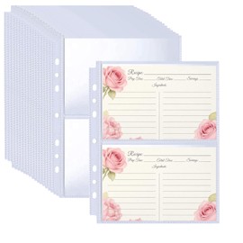 BYSLBTY 30 Pack 4x6 Recipe Card Protectors for 6 or 3 Ring 8.5x9.5 Mini Binders, Double-Sided Top-Loading Pockets, 4x6 Photo Sleeves, Recipe Binder Refill Pages