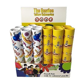 Puckator The Beatles Yellow Submarine Large Pencil Pot with 12 Colouring Pencils - Cute Stationary - Coloured Pencils - School Stationary - Pencil Roll - Colouring Pencil - Color pencils