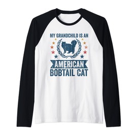 My Grandchild Is A Cat - Grandpa American Bobtail Cat Raglan Baseball Tee