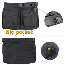 Nuatpetin Reversible 5 Pockets Waitress Apron, Adjustable Long Server Apron Zipper Pocket Waist Belt for Server Waitress