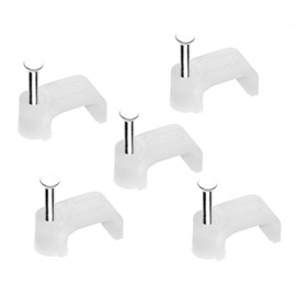 Mini Skater 10mm Square White Nylon Wire Cable Clips Electrical Ethernet Cord Clamp Management with Steel Nail,200Pcs