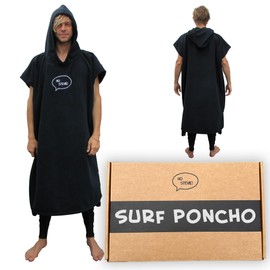 Ho Stevie! Surf Poncho - Warm and Soft - Easily Change in/Out of Wetsuit Without Towel Falling Down (Black)