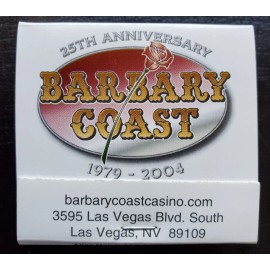 Barbary Coast Casino Las Vegas 25th Anniversary Unstruck 30 Strike Matchbook