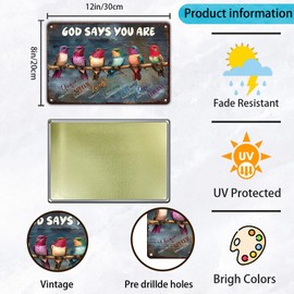 KIYOYO Bird Vintage Tin Sign Metal Iron Plaque God Says You are Metal Sign Iron Painting Retro Wall Decor Poster for Home Hotel Bathroom Sign 12x8 Inch