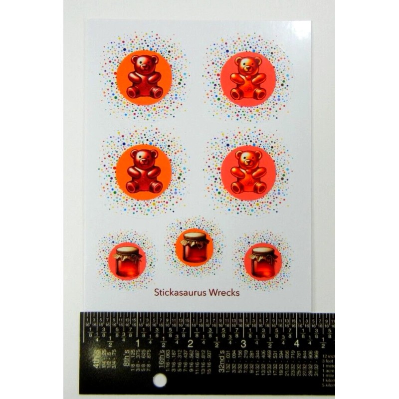 Stickasaurus Wrecks Honey Bears & Honey Jars Round Sticker Sheet