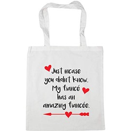 Hippowarehouse Just Incase You Didn't Know, My Fiance has an amazing fiancee Tote Shopping Gym Beach Bag 42cm x38cm, 10 litres