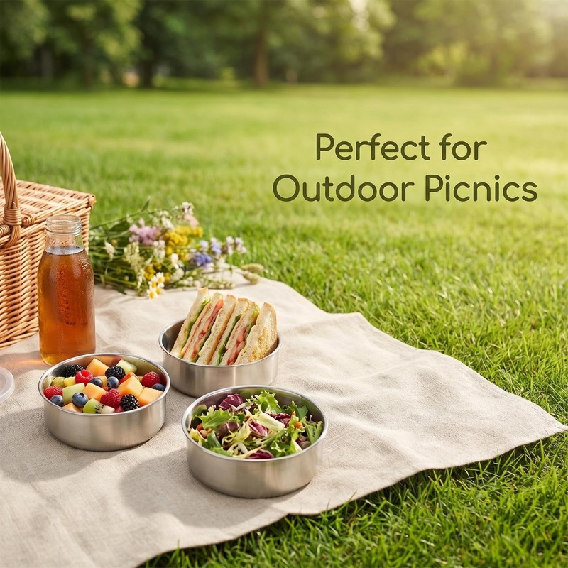 5 Pack Stainless Steel Food Storage Containers with Lids, Metal