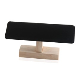 Teensery Black Velvet T-Bar Bracelet Bangle Display Holder with Wooden Base Jewelry Watches Stand for Home Retail Shop