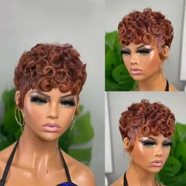QITAQOTA Pixie Cut Wig Pixie Wigs for Black Women Glueless Full Machine Made Short Cut Wig Synthetic Wigs for Black Women Y54