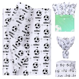 Soccer Tissue Paper 100 Sheets Soccer Wrapping Paper Soccer Tissue Paper for Gift Bags - Soccer Goal Print Gift Wrap Art Paper for Birthday,Sports Party - 20"×14"