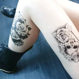 대형사이즈 타투 문신 헤나 6종류 해골 장미 호랑이 BWq1+8Sti Large Size Tattoo Henna 6 Types Skull Rose Tiger BWq1+8Sti [8048 Purple Rose]