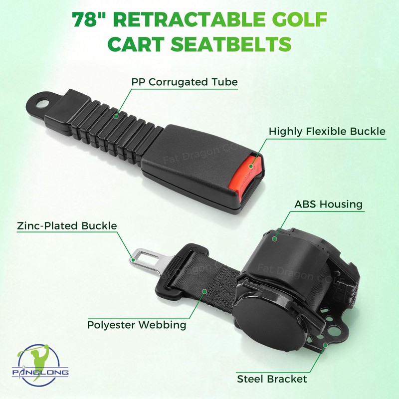 78" Golf Cart Retractable Seatbelts, Universal Seat Belts for Yamaha,