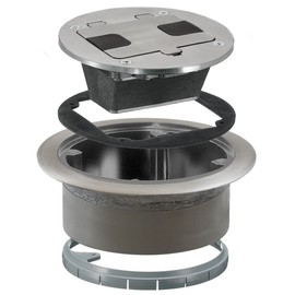 TRADESELECT RF406ALU Floor Box Cover with 15A 125V Outlet Included, Aluminum