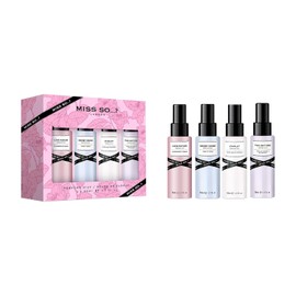 So...? Miss So Set - Aerosoles corporales para mujer, aroma frutal, floral, irresistible, de larga duración, vegano, libre de crueldad, 4 unidades