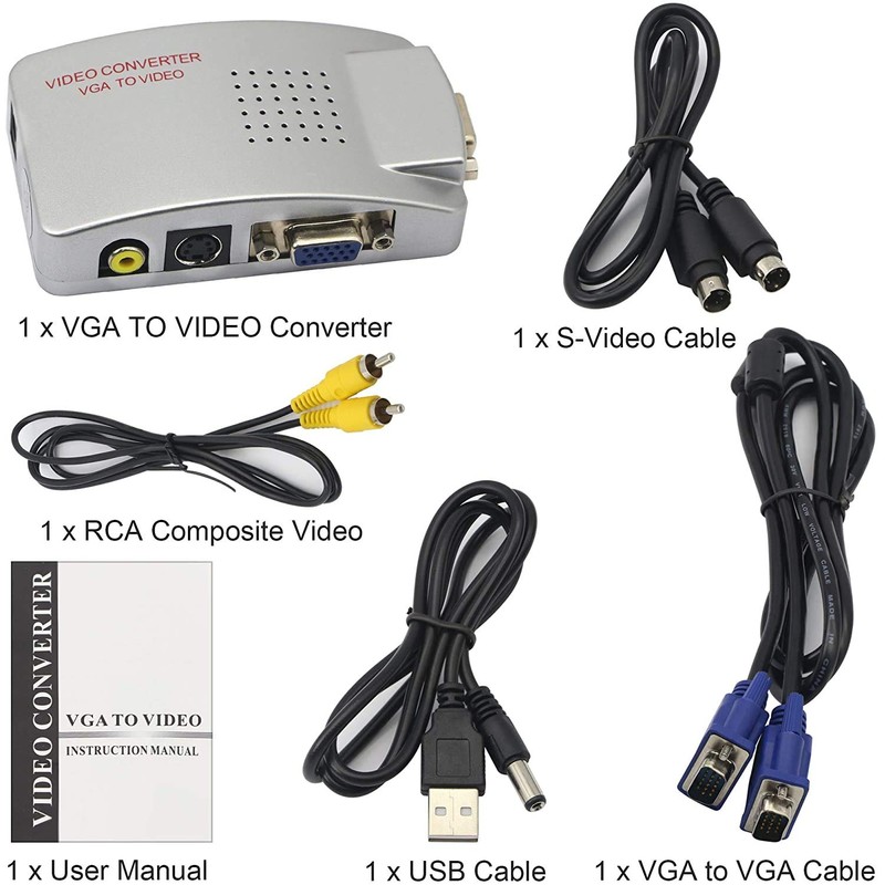 Parishop VIDEO CONVERTER VGA to RCA Scan Converter Computer to