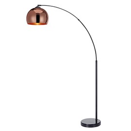 Teamson Home Teamson Home Arquer 66.93" Arc Floor Lamp for Living Rooms, Home Offices, Dining Rooms, Bedrooms with Faux Black Marble Base and Rose Gold Bell Shade