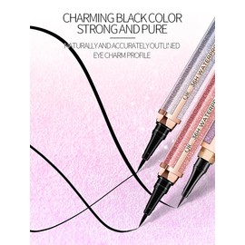 Easilydays Liquid Eye Pencil Starry Eyeliner, 36H Waterproof Black Hyper Easy Eyeliner Pen Precision Felt Eyeliner, Ultra-Fine Tip, Transfer Proof Long-Lasting Quick-Dry Smooth (#01 Dream Purple)